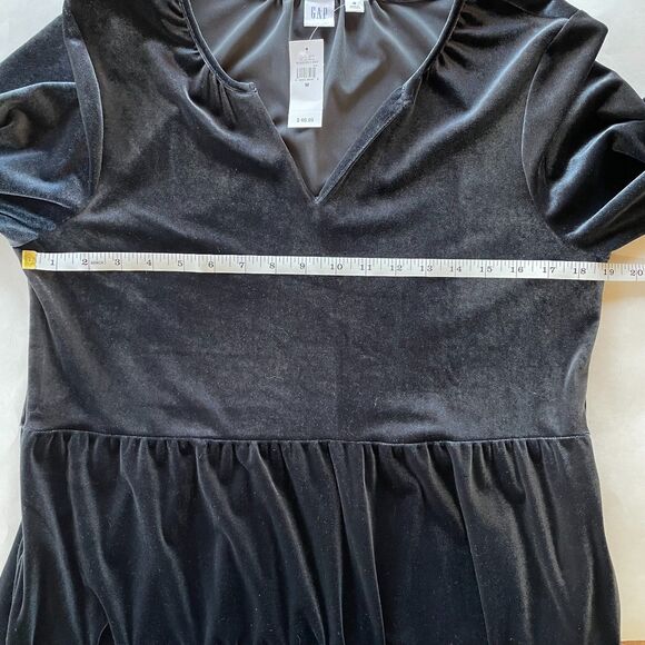 NWT Gap Women's Velvet Tiered Mini Dress with 3/4 Sleeves in Black Size M - Picture 9 of 11